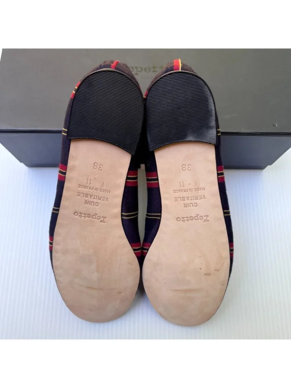Repetto Cendrillon Striped Cotton Flats in Navy - Size 38 EU/Size 7-7.5 US - Picture 4 of 4